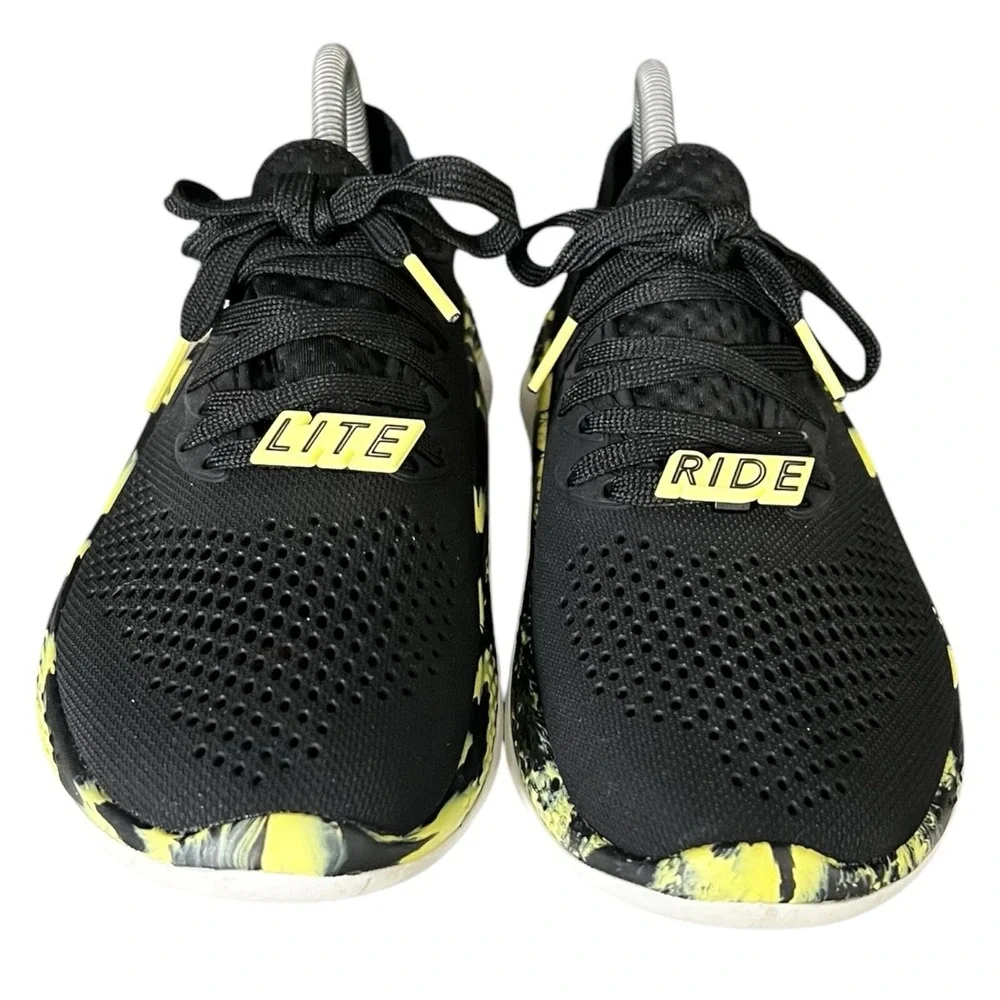 Crocs LiteRide Pacer Mens 7 Sneakers Black‎ Lime Green Marbled Shoes 206011